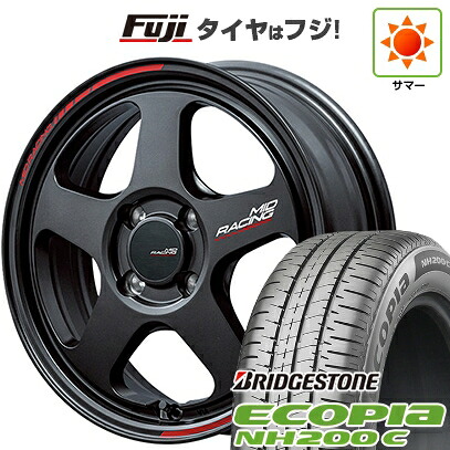 【新品 軽自動車】N-BOX タント スペーシア 夏タイヤ ホイール4本セット 165/55R15 ブリヂストン エコピア NH200 C MID WHEELS MID RACING TR50 5J 15インチ(送料無料)|フジコーポレーション