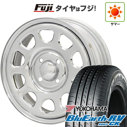 【パンク保証付き】【新品 軽自動車】アトレーワゴン 夏タイヤ ホイール4本セット 165/65R13 ヨコハマ ブルーアース RV-03CK モリタ デイトナズ G2 クローム 4.5J 13インチ(送料無料)|フジコーポレーション