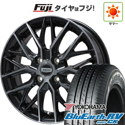 【パンク保証付き】【新品 軽自動車】ハスラー 夏タイヤ ホイール4本セット 165/65R14 ヨコハマ ブルーアース RV-03CK プレミックス MER XMESH ブラッククリア 4.5J 14インチ(送料無料)
