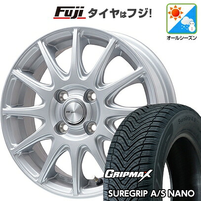 【新品 軽自動車】タフト ソリオ オールシーズンタイヤ ホイール4本セット 165/65R15 グリップマックス シュアグリップ オールシーズン ナノ(限定) ビッグウエイ BWスポーツ S-120 メタルシルバー 4.5J 15インチ(送料無料)｜フジコーポレーション 42,705円