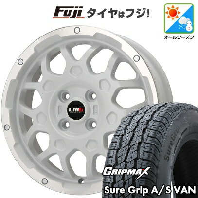 【新品 軽自動車】軽トラ 軽バン オールシーズンタイヤ ホイール4本セット 145/80R12 80/78T グリップマックス シュアグリップ オールシーズン Van(限定) レアマイスター LMG MS-9W ホワイトリムポリッシュ 4J 12インチ(送料無料)