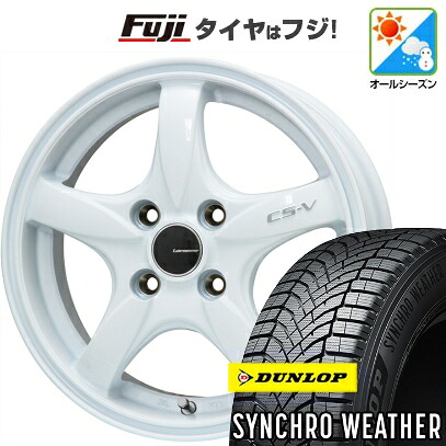 【新品 軽自動車】N-BOX タント スペーシア オールシーズンタイヤ ホイール4本セット 155/65R14 ダンロップ シンクロウェザー レアマイスター CS-V(ホワイト) 4.5J 14インチ(送料無料)