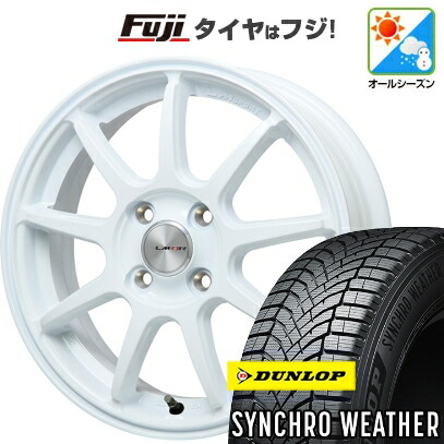 【新品 軽自動車】N-BOX タント スペーシア オールシーズンタイヤ ホイール4本セット 155/65R14 ダンロップ シンクロウェザー レアマイスター LMスポーツ LM-QR ホワイト 4.5J 14インチ(送料無料)