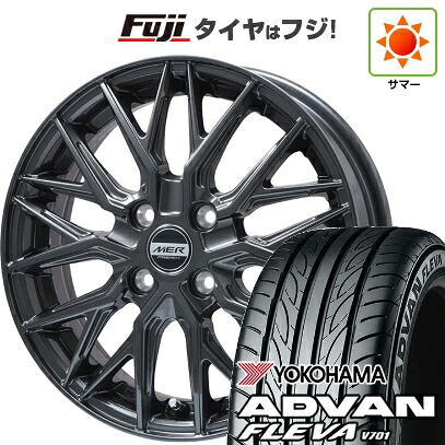【新品 軽自動車】N-BOX タント スペーシア 夏タイヤ ホイール4本セット 165/55R15 ヨコハマ アドバン フレバV701 プレミックス MER XMESH ディープグレー 4.5J 15インチ(送料無料)