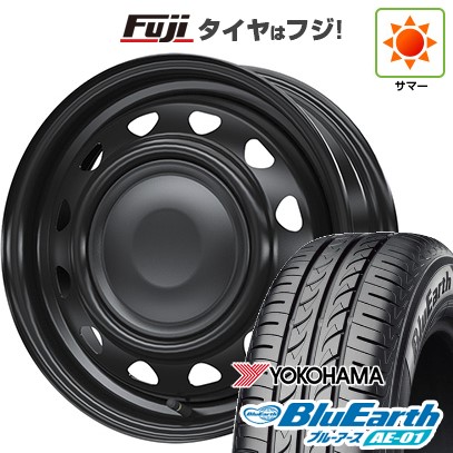 【新品 軽自動車】 夏タイヤ ホイール4本セット 165/55R14 ヨコハマ ブルーアース AE-01 WEDS ウェッズ スチールホイル ネオキャロ 4.5J 14インチ(送料無料)｜フジコーポレーション