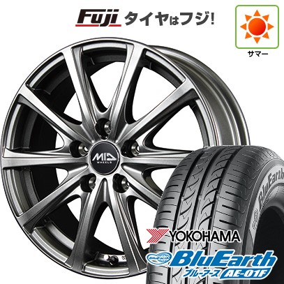 【新品国産車用5穴100】 夏タイヤ ホイール4本セット 195/65R15 ヨコハマ ブルーアース AE-01F MID WHEELS V25 メタリックグレー 6J 15インチ(送料無料) 47,580円