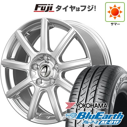 【新品国産車用4穴100】 夏タイヤ ホイール4本セット 195/55R16 ヨコハマ ブルーアース AE-01F テクノピア アルテミス NS9 6J 16インチ(送料無料)|フジコーポレーション