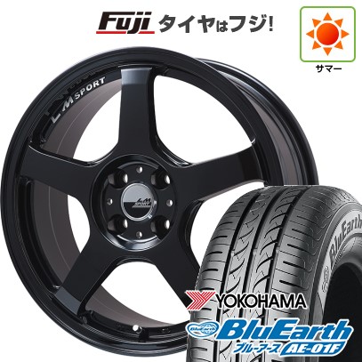 【新品国産車用4穴100】 夏タイヤ ホイール4本セット 195/55R16 ヨコハマ ブルーアース AE-01F レアマイスター LMスポーツ LM-05R(グロスブラック) 6.5J 16インチ(送料無料)