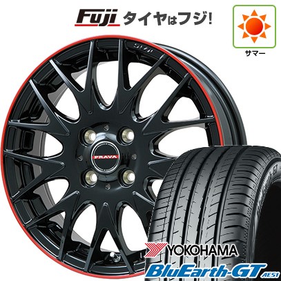 【新品】クロスビー/イグニス 夏タイヤ ホイール4本セット 175/60R16 ヨコハマ ブルーアース GT AE51 ビッグウエイ レイシーン プラバ9MJrII グロスブラック/レッドリム 5J 16インチ(送料無料)