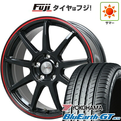 【新品国産車用5穴100】 夏タイヤ ホイール4本セット 215/40R18 ヨコハマ ブルーアース GT AE51 レアマイスター LMスポーツ LM-QR グロスブラック/レッドライン 8J 18インチ(送料無料) 103,180円