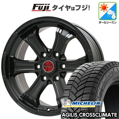 【新品】ハイエース200系 オールシーズンタイヤ ホイール４本セット 195/80R15 108/106S ミシュラン アジリス クロスクライメート ビッグウエイ B-MUD K(マットブラック) 15インチ(送料無料)
