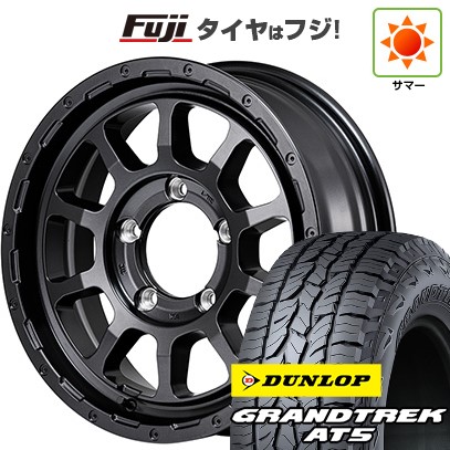 【新品】ジムニーシエラ/ジムニーノマド 夏タイヤ ホイール4本セット 215/70R16 ダンロップ グラントレック AT5 MID WHEELS NITRO POWER M10 パーシングJ バレルブラックエディション 6J 16インチ(送料無料)