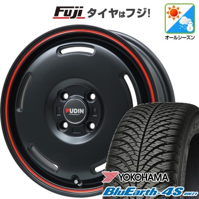 【パンク保証付き】【新品 軽自動車】N-BOX タント スペーシア オールシーズンタイヤ ホイール4本セット 165/55R15 ヨコハマ ブルーアース 4S AW21 オールシーズン プレミックス プディン 15インチ(送料無料)