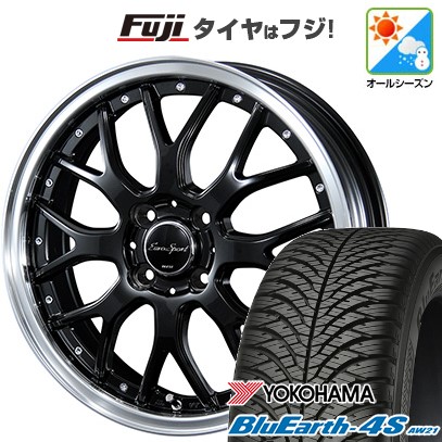 【パンク保証付き】【新品 軽自動車】N-BOX タント スペーシア オールシーズンタイヤ ホイール4本セット 155/65R14 ヨコハマ ブルーアース 4S AW21 オールシーズン ブレスト ユーロスポーツ タイプ815 14インチ(送料無料)|フジコーポレーション