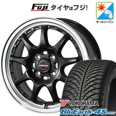 【パンク保証付き】【新品 軽自動車】N-BOX タント スペーシア オールシーズンタイヤ ホイール4本セット 165/55R15 ヨコハマ ブルーアース 4S AW21 オールシーズン ブレスト ユーロマジック タイプSC-9 15インチ(送料無料)｜フジコーポレーション