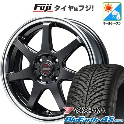【パンク保証付き】【新品 軽自動車】N-BOX タント スペーシア オールシーズンタイヤ ホイール4本セット 155/65R14 ヨコハマ ブルーアース 4S AW21 オールシーズン ブレスト ユーロマジック タイプS-07 14インチ(送料無料)