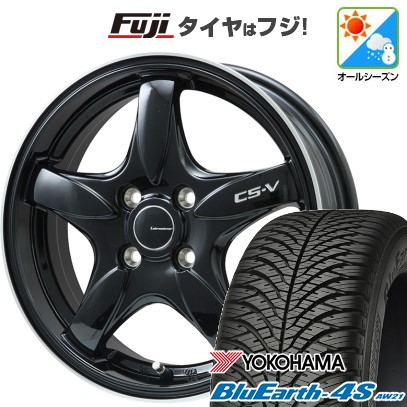 【パンク保証付き】【新品 軽自動車】N-BOX タント スペーシア オールシーズンタイヤ ホイール4本セット 155/65R14 ヨコハマ ブルーアース 4S AW21 オールシーズン レアマイスター CS-V 14インチ(送料無料)