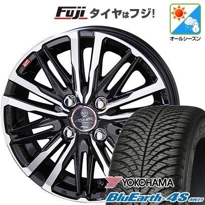 【パンク保証付き】【新品 軽自動車】N-BOX タント スペーシア オールシーズンタイヤ ホイール4本セット 155/65R14 ヨコハマ ブルーアース 4S AW21 オールシーズン 共豊 スマック クレスト 14インチ(送料無料)