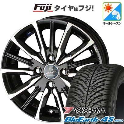 【パンク保証付き】【新品 軽自動車】N-BOX タント スペーシア オールシーズンタイヤ ホイール4本セット 165/55R15 ヨコハマ ブルーアース 4S AW21 オールシーズン 共豊 スマック プライム ヴァルキリー 15インチ(送料無料)