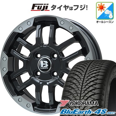 【パンク保証付き】【新品 軽自動車】N-BOX タント スペーシア オールシーズンタイヤ ホイール4本セット 155/65R14 ヨコハマ ブルーアース 4S AW21 オールシーズン ビッグウエイ B-LUGNAS FRD 14インチ(送料無料)