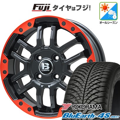 【パンク保証付き】【新品 軽自動車】N-BOX タント スペーシア オールシーズンタイヤ ホイール4本セット 155/65R14 ヨコハマ ブルーアース 4S AW21 オールシーズン ビッグウエイ B-LUGNAS FRD 14インチ(送料無料)