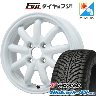 【パンク保証付き】【新品 軽自動車】N-BOX タント スペーシア オールシーズンタイヤ ホイール4本セット 155/65R14 ヨコハマ ブルーアース 4S AW21 オールシーズン ブランドルライン ストレンジャーKST-9改 14インチ(送料無料)