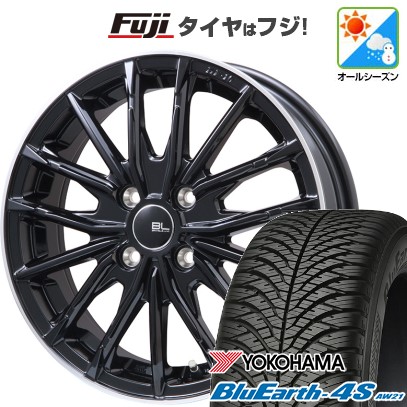 【パンク保証付き】【新品 軽自動車】N-BOX タント スペーシア オールシーズンタイヤ ホイール4本セット 165/55R15 ヨコハマ ブルーアース 4S AW21 オールシーズン ブランドルライン DF-10M 15インチ(送料無料)|フジコーポレーション
