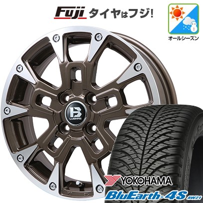 【パンク保証付き】【新品 軽自動車】N-BOX タント スペーシア オールシーズンタイヤ ホイール4本セット 165/55R15 ヨコハマ ブルーアース 4S AW21 オールシーズン ビッグウエイ B-LUGNAS BRD 15インチ(送料無料)｜フジコーポレーション