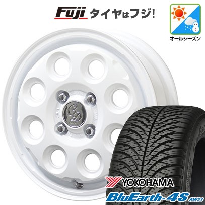 【パンク保証付き】【新品 軽自動車】N-BOX タント スペーシア オールシーズンタイヤ ホイール4本セット 165/55R15 ヨコハマ ブルーアース 4S AW21 オールシーズン 共豊 カワイイ デコル ネイチャー 15インチ(送料無料)