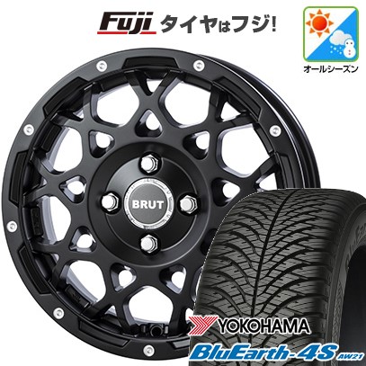 【パンク保証付き】【新品 軽自動車】N-BOX タント スペーシア オールシーズンタイヤ ホイール４本セット 155/65R14 ヨコハマ ブルーアース 4S AW21 オールシーズン トライスター BRUT BR-55 14インチ(送料無料)