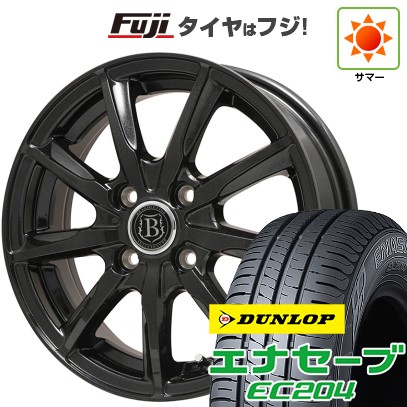 【新品国産車用4穴100】 夏タイヤ ホイール4本セット 185/65R14 ダンロップ エナセーブ EC204 ブランドルライン ボレアノ9 パールブラック 5.5J 14インチ(送料無料)