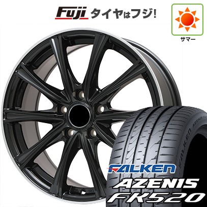 【新品国産車用5穴100】 夏タイヤ ホイール4本セット 225/40R18 ファルケン アゼニス FK520L エルベ エステローザ MZV ブラックリムポリッシュ 7.5J 18インチ(送料無料)