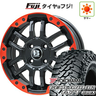 【新品 軽自動車】ハスラー 夏タイヤ ホイール4本セット 165/65R14 ヨコハマ ジオランダー M/T G003 ビッグウエイ B-LUGNAS FRD(マットブラック/レッドリム) 4.5J 14インチ(送料無料)