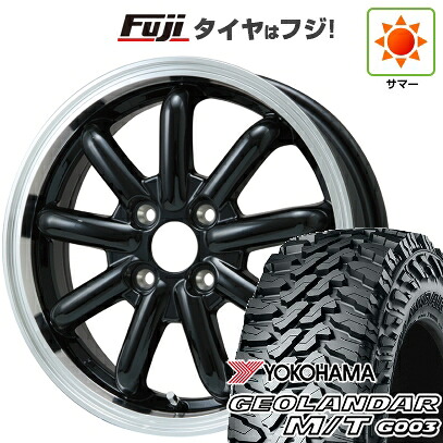 【新品 軽自動車】ハスラー 夏タイヤ ホイール4本セット 165/65R14 ヨコハマ ジオランダー M/T G003 ブランドルライン ストレンジャーKST-9改 ブラック/リムポリッシュ 4.5J 14インチ(送料無料)