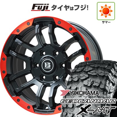 【新品国産車用6穴139.7】 夏タイヤ ホイール4本セット 35X12.5R17 ヨコハマ ジオランダー X-MT G005 ビッグウエイ B-LUGNAS FRD(マットブラック/レッドリム) 8J 17インチ(送料無料)