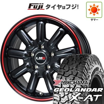【新品国産車用5穴114.3】 夏タイヤ ホイール4本セット 225/65R17 ヨコハマ ジオランダー X-AT G016 OWL レアマイスター LMG MOS-9(グロスブラック/レッドライン) 7J 17インチ(送料無料)