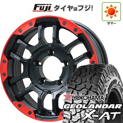 【新品】ジムニー 夏タイヤ ホイール4本セット 185/85R16 ヨコハマ ジオランダー X-AT G016 WL ビッグウエイ B-LUGNAS FRD(マットブラック/レッドリム) 5.5J 16インチ(送料無料)