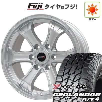 【新品】プラド/ハイラックス 夏タイヤ ホイール4本セット 265/70R17 121/118 S ヨコハマ ジオランダー A/T4 G018 OWL/RBL ビッグウエイ B-MUD K(シルバー) トヨタ車専用 7.5J 17インチ(送料無料)｜フジコーポレーション