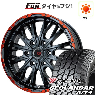 【新品】プラド/ハイラックス 夏タイヤ ホイール4本セット 265/70R17 121/118 S ヨコハマ ジオランダー A/T4 G018 OWL/RBL レアマイスター LMG ヴァスティア(グロスブラック/レッドリム) 8J 17インチ(送料無料)｜フジコーポレーション