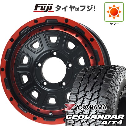 【新品】ジムニー 夏タイヤ ホイール4本セット 215/85R16 ヨコハマ ジオランダー A/T4 G018 RBL レアマイスター LMG DS-10 マットブラック/レッドリム 5.5J 16インチ(送料無料)