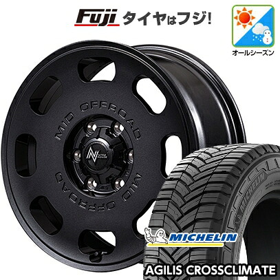 【新品】ハイエース200系 オールシーズンタイヤ ホイール4本セット 195/80R15 108/106S ミシュラン アジリス クロスクライメート MID WHEELS NITRO POWER D8 パルサー 6J 15インチ(送料無料)|フジコーポレーション