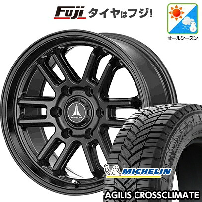 【新品】ハイエース200系 オールシーズンタイヤ ホイール4本セット 195/80R15 108/106S ミシュラン アジリス クロスクライメート テクノピア マッドクリフ EVO 6J 15インチ(送料無料)｜フジコーポレーション
