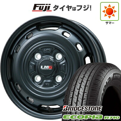 【新品 軽自動車】軽トラ 軽バン 夏タイヤ ホイール4本セット 145/80R12 80/78N ブリヂストン エコピア R710 レアマイスター LMG OFF-STYLE 2 (マットブラック) 3.5J 12インチ(送料無料)｜フジコーポレーション