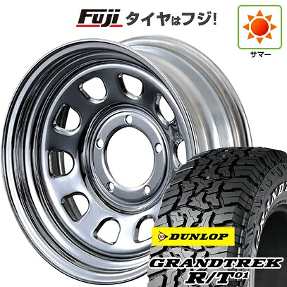 【新品】ジムニーシエラ/ジムニーノマド 夏タイヤ ホイール4本セット 215/65R16 ダンロップ グラントレック R/T01 RWL/RBL モーターファーム DAYTONA クローム 6J 16インチ(送料無料)｜フジコーポレーション