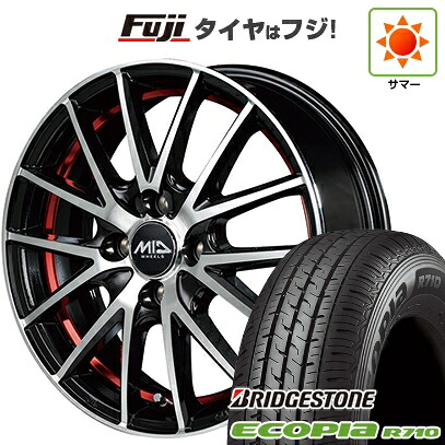 【新品 軽自動車】軽トラ 軽バン 夏タイヤ ホイール4本セット 145/80R12 80/78N ブリヂストン エコピア R710 MID WHEELS RX27 4J 12インチ(送料無料)｜フジコーポレーション