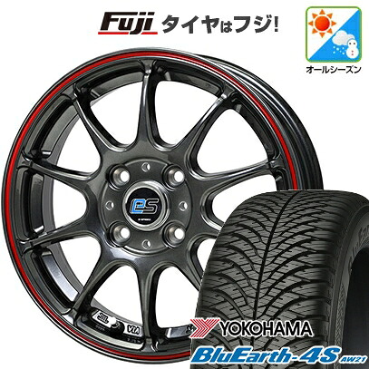 【パンク保証付き】【新品 軽自動車】N-BOX タント スペーシア オールシーズンタイヤ ホイール4本セット 165/55R15 ヨコハマ ブルーアース 4S AW21 オールシーズン ホットスタッフ ジースピード es-01 4.5J 15インチ(送料無料)｜フジコーポレーション