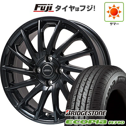 【新品 軽自動車】軽トラ 軽バン 夏タイヤ ホイール4本セット 145/80R12 80/78N ブリヂストン エコピア R710 エルベ エステローザ EST-7F グロスブラック 3.5J 12インチ(送料無料)｜フジコーポレーション