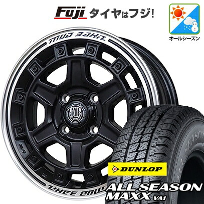 【新品 軽自動車】軽トラ 軽バン オールシーズンタイヤ ホイール4本セット 145/80R12 80/78N ダンロップ オールシーズンMAXX VA1 インターミラノ MUD BAHN XR-710C 4J 12インチ(送料無料)|フジコーポレーション