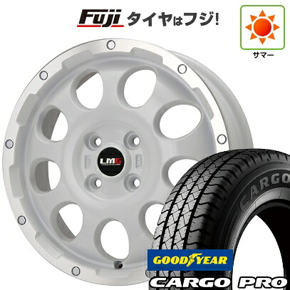 【新品 軽自動車】軽トラ 軽バン 夏タイヤ ホイール4本セット 145/80R12 80/78N グッドイヤー カーゴ プロ(限定) レアマイスター LMG CS-9 ホワイトリムポリッシュ 4J 12インチ(送料無料)|フジコーポレーション