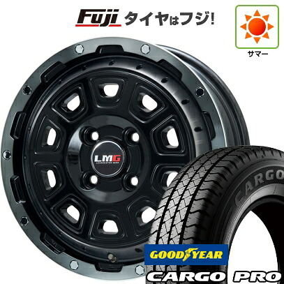 【新品 軽自動車】軽トラ 軽バン 夏タイヤ ホイール4本セット 145/80R12 80/78N グッドイヤー カーゴ プロ(限定) レアマイスター LMG DS-10 ブラック/ブラッククリアリム 4J 12インチ(送料無料)｜フジコーポレーション